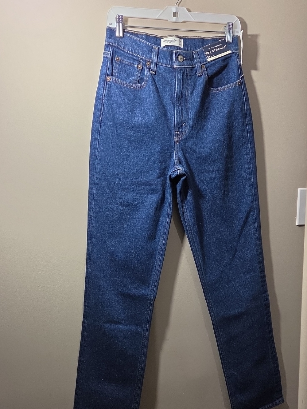 Abercrombie & Fitch Women's Dark Blue Straight Jeans